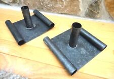LOT vintage antique ALUMINUM pair INDUSTRIAL-LOOK modern CANDLESTICK HOLDERS picture
