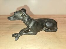 VTG HOLLOW CAST METAL GREYHOUND DOG  LAYING PAWS CROSSED GRAY/BLACK 5.5