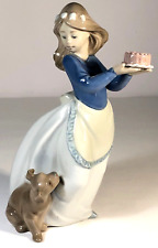 Vintage 1987 Lladro Nao Puppy's Birthday #1045 Girl W Cake & Dog Figurine Spain picture