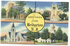 Greetings From Bridgeton NJ Linen Postcard New Jersey picture