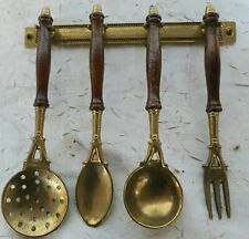 Rare Small Full Brass Cookware Wooden Stand Decorative Art picture