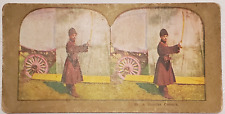 Vintage Russian Cossack Soldier Soviet Union Stereoscopic Card - Sword - Color picture