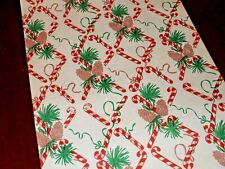 VTG CHRISTMAS 1940 WW2 WRAPPING PAPER 2 YARDS PINECONES CANDY CANES  picture