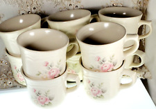 Set of 10 Pflatzgraff Vintage Stoneware Tea Rose Tea Cups Coffee Mugs 3.25