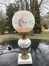 Diminutive Mini 15” Electrified GWTW Lamp Peach Florals Handpainted picture