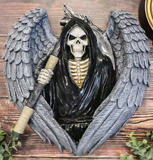 Gothic Grim Reaper Skeleton with Angel Wings Holding Scythe Heart Wall Decor picture