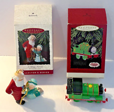 2 Vintage Hallmark Ornaments-Mr & Mrs Claus 1993 ~Percy Thomas the Tank 1996 picture