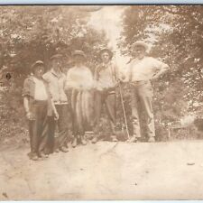 c1910s Men w/ Fish Catch RPPC Fishing Northern Pike? Real Photo PC Bamboo A126 picture