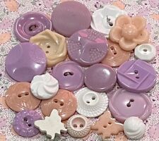 Vintage Lot Buttons Lot Mixed Variety Plastics Pretty Peach Lavender Mix picture