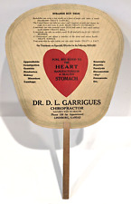 Vintage Cardboard Fan - Dr. D.L. Garrigues Chiropractor, Lindsborg, Kansas picture