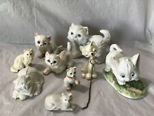 VINTAGE MINIATURE LOT WHITE CAT TAIWAN FIGURINES Lefton Chain Homco picture