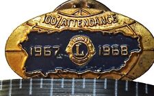 Vintage Lions Club Attendance 1967-1968 Hat Or Lapel Pin picture