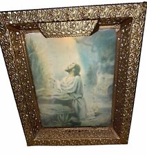 Vintage Light  Up Jesus Picture Beautiful Frame Underwriter’s Laboratories picture