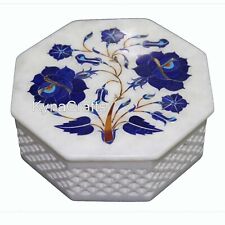 Hand Carving Work Jewelry Box White Marble Decorative Box with Luxurious Look picture