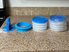 Tupperware 1/3 Pound Hamburger Press & Two 4-Piece Keeper Sets picture