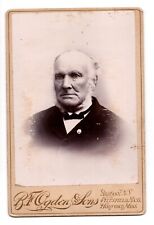 C. 1880s CABINET CARD B.F. OGDEN OLD BEARDED MAN IN SUIT HOLYOKE MASSACHUSETTS picture