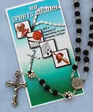 Black My Sports Rosary Saint Christopher Acrylic Soccer Bead Rosary, 13 Inch picture