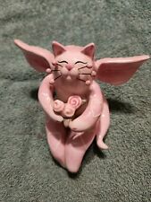 Amy Lacombe Whimsiclay Pink Porcelain ANGEL CAT & Roses Figurine 2002 Annaco  picture