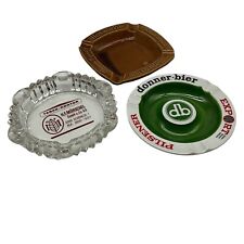 Ashtrays Lot Of 3 German Beer & Tobacco Advertising Glass & Ceramic Collectible picture