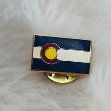 Vtg Small Colorado State Flag Lapel Pin - Roy Romer Governor Stamped picture