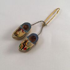 Vintage Souvenir Jewelry Painted Wooden Clogs Bruges Jewelry Brooch Pin  picture
