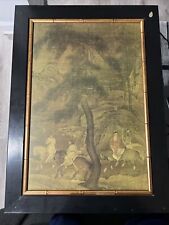 35.5x26 Framed Lithograph Of Emperor Xuanzong’s Flight to Shu Paper On Wood Art picture