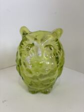 Vintage Painted Glass Owl Votive Holder 5.5” Green  picture
