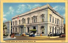 Vtg Baltimore Maryland MD Peabody Institute Mt Vernon Square 1940s View Postcard picture