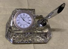 Vintage Waterford Ireland Crystal Desk Clock / Pen Holder - No Box picture