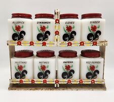 McKee Tipp City Spice Shakers Jars Set Red Poppy Flower With Metal Rack picture