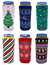 Christmas Holiday Pattern Slim Can Coolie Variety 6 Party Pack; gift picture