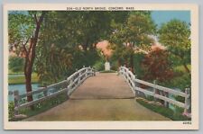 Linen~Old North Bridge Concord Massachusetts~Vintage Postcard picture