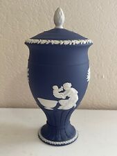 Vintage Wedgwood Portland Blue Jasperware Achilles Urn / Vase picture