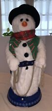 Gemmy Animated Cowboy Snowman Plush Christmas Works Clean Battery Or Adapter picture