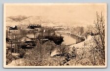 c1919 RPPC View of Mountain Town with River Winding Through It ANTIQUE Postcard picture