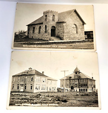 RPPC Vale Oregon Public School Christian Church Buildings WACO Antique 2 Lot picture