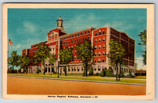 c1940s Linen Marine Hospital Baltimore Md Vintage Postcard picture
