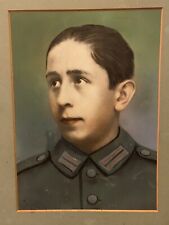 WWII Original German Soldier Pastel Hand Colored Photo Portrait EX picture