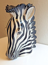 Fitz and Floyd Hand Painted Ceramic Glazed Zebra Vase, Large 1975 Made in Japan picture