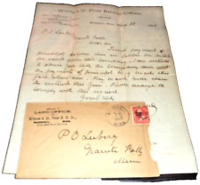 AUGUST 1895 WINONA & ST. PETER RAILROAD LAND OFFICE LETTER MARSHALL MINNESOTA picture