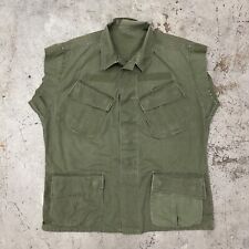 60s Vtg Jungle Jacket Sleeveless Cutoff US Army Vietnam Distressed OG107 Ripstop picture