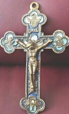 Beautiful Bronze 3D with Enamels Catholic Cross 