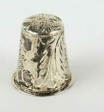 Vintage 925 Sterling Silver Thailand Sterling Thimble Engraved Nature Abstract picture
