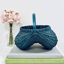 Vintage Buttock Basket Blue Green Teal Small Finely Made Primitive Country picture