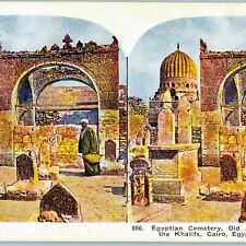 c1900s Cairo Egyptian Cemetery Tombs Abbasid Caliphs Stereoview City of Dead V35 picture