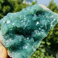 1.06LB Natural green fluorite crystal cluster mineral sample healing picture