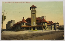 1912 Grand Trunk Railroad Station Portland Maine Antique Postcard picture