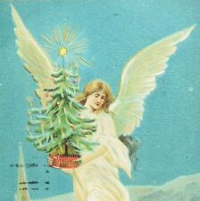C.1900-10 Embossed Angel Tree Star Town Joyful Christmas Vintage Postcard F56 picture