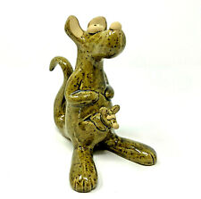 VTG Kangaroo Mother & Joey Howdys Ceramic Figure Japan 1973 Speckled Glaze 5.5