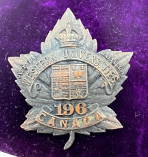 WW1 Canada 196 Battalion Western Universities Cap Badge made into Pin picture